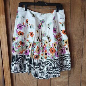 Studio Petites Women’s Skirt PL Petite Large Floral Cotton Side Zip Pleated